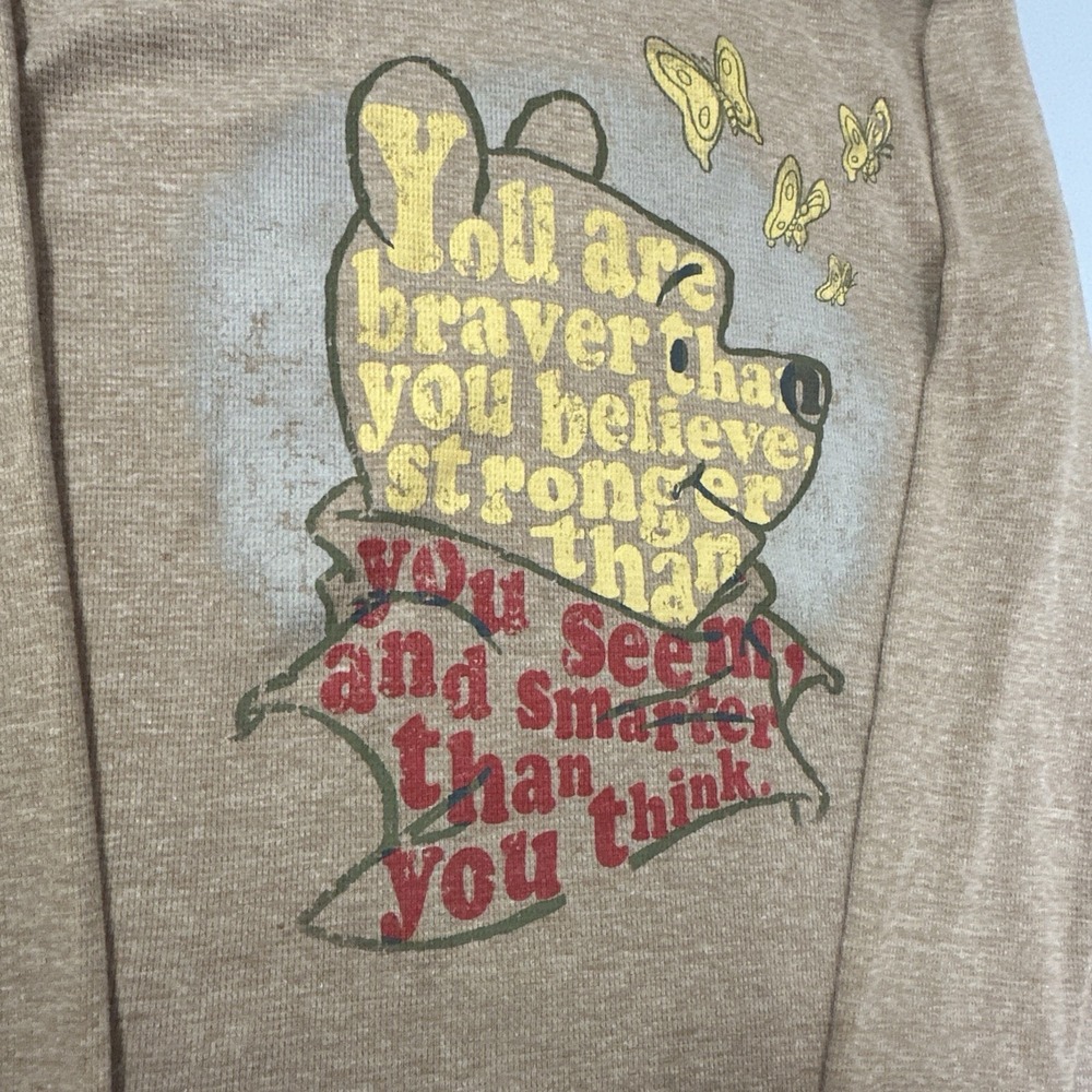 Disney Store Winnie the Pooh Womens XLG Tan Thermal Shirt Cotton Disneyland! - Picture 3 of 7
